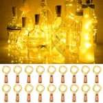 Kolpop Bottle Lights with Cork, 18 Packs New Upgrade Wine Bottle Lights Battery Operated, 2m 20 LED Mini Fairy Lighting Indoor for Party Wedding Christmas Birthday Table Jars DIY Decor(Warm White)