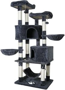 NEGTTE Sturdy Indoor Multi-Level Large Cat Tree, 67in Cat Tower for Indoor Cats, Contains 10 Sisal Scratching Posts 3 Hammocks 2 Apartments 2 Platforms and Cat Ball(001H,D.Grey)