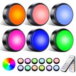 swesara Puck Lights, 16 Colors Changeable LED Push Lights Battery Operated Dimmable Under Cabinet Lights, Battery Powered Under Counter Lights with Remote Controls & Timing Function