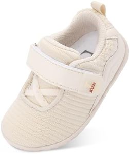 L-RUN Baby Boys Girls First Walking Shoes Non Slip Soft Sneakers Toddler Infant Babygirl Shoes Beige 4-4.5 Toddler