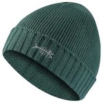 BASSDASH Winter Beanie Hats with Fleece Lining Thick Warm for Men Women Stretchy Fit Unisex Cuffed Knit Hat, Pine Green, One Size