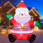 GOOSH 5 FT Christmas Inflatables Santa Claus Outdoor Decorations Blow Up Yard Sitting Santa Claus with Built-in LEDs for Holiday Xmas Garden Lawn Decor