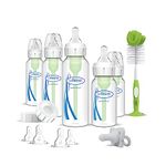 Dr. Brown's Brown’s Anti-Colic Options+ Narrow Baby Bottle Newborn Essentials Gift Set with 4oz & 8oz Bottles, Brush 100% Silicone HappyPaci, 17 Piece Set