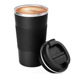 510ml Coffee Cup, Travel Mug Double Walled, Thermos Cup, 304 Stainless Vacuum Cup with Leakproof Flip Double Buckle for Hot/Ice Coffee,Tea and Beer Drink