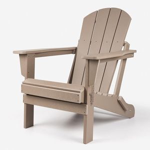 Klappstuhl Adirondack aus Kunststoff, witterungsbeständige Materialien, zusammenklappbar zur Aufbewahrung, verwitterte Holzfarbe, TL3001