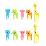 Street27® 10Pcs Food Fruit Fork Picks for Kids Cute Animals Bento Box Decor Forks Cake Little Forks Dessert Forks Cartoon Toothpick for Kids Cake Dessert Kids Cocktail Sticks (10pcs Cute Animals - B)