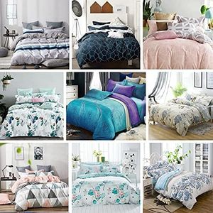 100% Cotton Quilt Doona Duvet Cover Set - Soft and Breathable - 9 Designs - 6 Sizes (4, Queen)