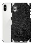 AtOdds - Compatible for iPhone X - Mobile Back Skin Sticker - Lamination - Rear Screen Guard Protector Film Wrap (Coverage - Back+Camera+Sides) (Design - Black Crocodile)