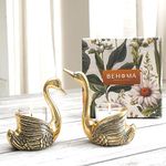 Swan Candle Holder & Candles Combo Gift Hamper, Festive Gift Set, Metal Pair of Swans, Festive Gifting Showpiece for Home Decor (2 Metal Swans, 2 Votive Glass Scented Candles, 1 Premium Gift Box)