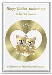 Golden Wedding Anniversary cards 50th Year 50 Fifty Happy Milestone Greeting (Special Friends card - Gold Teddy Bear)