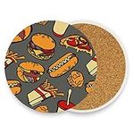 MONTOJ Cool Food Party Hamburgers Pizza Hot Dog Cup Mat Coasters for Drinks Novelty Gift Unique Present for Friends Absorbent Coasters for Drinks