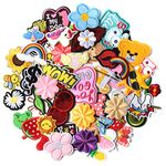 AXEN 60PCS Embroidered Iron on Patches DIY Accessories, Random Assorted Decorative Patches, Cute Sewing Applique for Jackets, Hats, Backpacks, Jeans, 60 Pieces Package