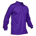 MAGCOMSEN Men's Polo Shirt Quick Dry Performance Short Sleeve Tactical Shirts Pique Jersey Golf Shirt, Purple-short, Large