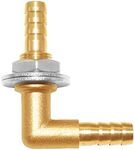 Joywayus 3/8 x 3/8 Hose Barb Thru-Bulk Head Hex Union 90 Degree L Right Angle Elbow Barbed Brass Fitting with Flat Washer Gasket Water/Fuel/Air