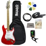 Henrix ST- 6 String Strat Style Electric Guitar with Gig-Bag, Tuner, Cable, Polishing Cloth, Strap, Picks & E-Book - Red