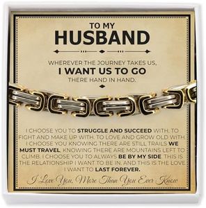 Love You This Much To My Husband Classic Steel Bracelet | Bracelets for Husband | Best Gift for Husband Birthday | Unique Husband Gifts (Twist Link Bracelet, Classic Stainless)