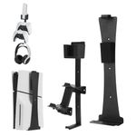 Auniq PS5 Slim Wall Mount, Wall Mount Bracket for Playstation 5 Slim Disc and Digital Edition, Sturdy Steel PS5 Slim Wall Bracket Holder PS5 Slim Accessories with Controller & Headset Holder, Screws