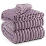 Bedsure Soft Fleece Blanket Queen Size - Fluffy Cosy Warm Fleece Large Blanket for Bed, Purple, 220x240 cm