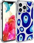 Wihytec Abstract Eyes Phone Case for iPhone 14 PRO MAX Blue Eyes Case Cover Clear Phone Case w/Four Corner Reinforced Shockproof Girly Women Phone Cover Transparent Preppy Phone Case with Cute Design