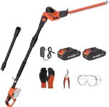 MAXLANDER Hedge Trimmer 18-Inch Cordless Pole Hedge Trimmer, 16-Feet Max Reach Hedge Trimmer with Extension Pole, Multi-Angle Adjustable, 2.0Ah Battery and Charger Included