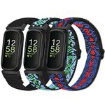 Relting Elastic Nylon Sport Bands Compatible with Fitbit Inspire 3/Inspire 2/Inspire/Inspire HR/Ace 3/Ace 2 Women Men Kids, Adjustable Stretchy Comfortable Nylon Replacement Solo Loop Wristbands 3 Pack