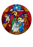 Stained Glass Effect Traditional Christmas Nativity Scene 7.5 inch Circle on Decor Icing Sheet Edible Cake Topper - Perfect for Decorating Larger Cakes