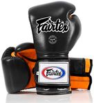 Fairtex Muay Thai Boxing Gloves BGV9 - Heavy Hitter Mexican Style Training & Sparring Gloves for Kick Boxing MMA K16 (Black/Orange, 14 oz)