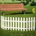 Reonex 2 feet Tall (Height) White Garden Picket Fence - Set of 4 - Solid core WPC Material - Waterproof - with Pipe Posts for Support in Soil - 6feet 2inch Running Length (Boundary/Edging)