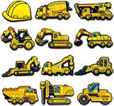 pocpockets 12 PCS Excavator Engineering Truck Shoe Decoration Charms Fits for Shoes Bracelets Wristbands, Construction Vehicle Charms Decoration for Women Adults (12)