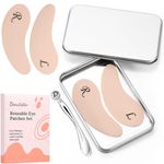 Beautistin Under Eye Patches Silicone - 2 Pairs Reusable Eye Patches, Eye Wrinkle Patches, Reusable Under Eye Mask, Plump Fine Lines & Wrinkles, with Metal Eye Cream Applicator, Tin Case