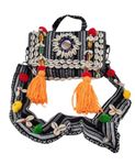 JAYVI CREATIONS Handcrafted Banjara Ethnic vintage Sling Bag Embroidered Floral Design Fringed with Strap Ctrossbody bag for Girls & Women (MULTI 15)