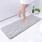 smiry Memory Foam Bath Mat, Extra Soft Super Absorbent Bathroom Mat, Non-Slip Bath Mats for Bathroom Floor, Machine-Washable Bath Rug Foot Mat, 40 x 120 cm, Light Grey