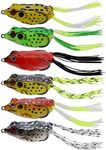 Facikono Frog Lure Bass Fishing Frogs, 6Pcs Topwater Fishing Frog Lures Hollow Body Weedless Soft Swimbaits