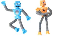 Toy Imagine Pack of 2 Flexible Fighting Robots - Interactive Toy Set with Bendable Arms & Suction Feet - Fun Battling Game for Kids & Adults(Robot)