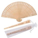 BEXOA 50 Pcs Personalised Wooden Folding Hand Fans - Custom Engraved Text Wedding Fans with Organza Bags Gifts for Party Bridal Shower Guests Favors (50)