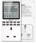 COKWEL Digital Electrical Timer Plug Socket Programmable Timer Switch for 19 On-Off Repeat Cycle Timer with LCD Display 24 Hours/7 Days Cowndown Indoor Timers 2900-Watt Max