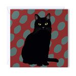 Leslie Gerry Black Cat Blank Greeting Card