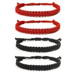 ARTIFICIAL TREE HANDMADE NAZAR DHAGA BRACELET ADJUSTABLE FRIENDSHIP BAND FOR WOMEN MEN- 2 RED 2 BLACK 4 Piece (AT GIRLS BRCT 052)