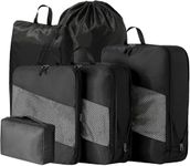 House of Quirk Compression Packing Cubes for Travel, 6 Set Packing Cubes Travel Organizer Compressible Travel Essentials Packing Organizers Travel Essentials (Black)