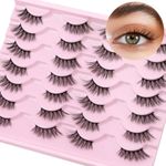 EMEDA Half Lashes 3/4 Eye Lashes 14 Pairs 3D False Eyelashes Fluffy Soft Cat Eye Lashes Corner Short Accent Lashes(W30)