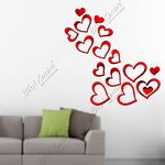 Bikri Kendra - Premium Love Hearts 3D Acrylic Mirror Wall Decor Stickers for Home and Office(Multicolour)