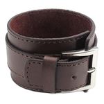 Konov Jewellery Wide Genuine Leather Unisex Mens Womens Bangle Cuff Bracelet, Punk Rock Style, Fits 7.5" to 9", Colour Brown (with Gift Bag)