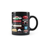 MC SID RAZZ - Friends TV Series - Infographic Design Black Patch Ceramic Coffee Mug - Officially Licensed by Warner Bros, USA (Black)