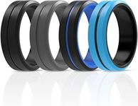 ThunderFit Silicone Wedding Rings for Men 2 Layers, Beveled Edge Rubber Engagement Bands 8.2mm Wide 2.5mm Thick - 1/2/3/4/5/6/7 Variety Multipack (Pack H, 5.5-6 (16.5mm))