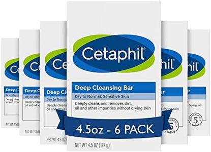 Cetaphil Bar Soap, Deep Cleansing Face and Body Bar, Pack of 6, For Dry to Normal, Sensitive Skin, Soap Free, Hypoallergenic, Paraben Free, Fragrance Free, Removes Makeup, Dirt and Oil