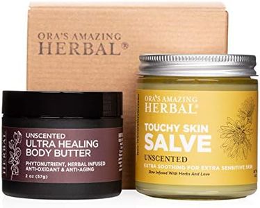 Salve & Butter Set for Dry Skin , Eczema Cream Treatment, Touchy Skin Salve, Ultra Healing Body Butter, Organic Calendula for Skin, Herbal Salves, Unscented Skincare, Ora's Amazing Herbal