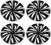 Hubcaps Black and Silver Wheel Covers Universal Full Rim Protector Cover ABS Hubcap Wheel Cover Replacement, 4pcs 15 Inch Car Hubcap for 500 and Most Cars