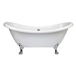 Milano Legend - White 1750mm x 730mm Double Ended Freestanding Slipper Bath Chrome Claw Feet