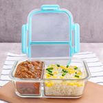 The Better Home Borosilicate Glass Compartment Lunch Box | Tiffin Box for Office for Men Women | Microwave Safe Leak Proof Airtight Lunch Boxes (1Pc - 1L)