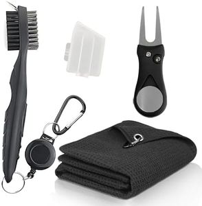 Golf Cleaning Kit with Golf Towel and Golf Club Cleaner Brush Plus Divot Repair Tool - 3 in 1 Golf Accessories for Men and Practical Golf Gifts for Golfers